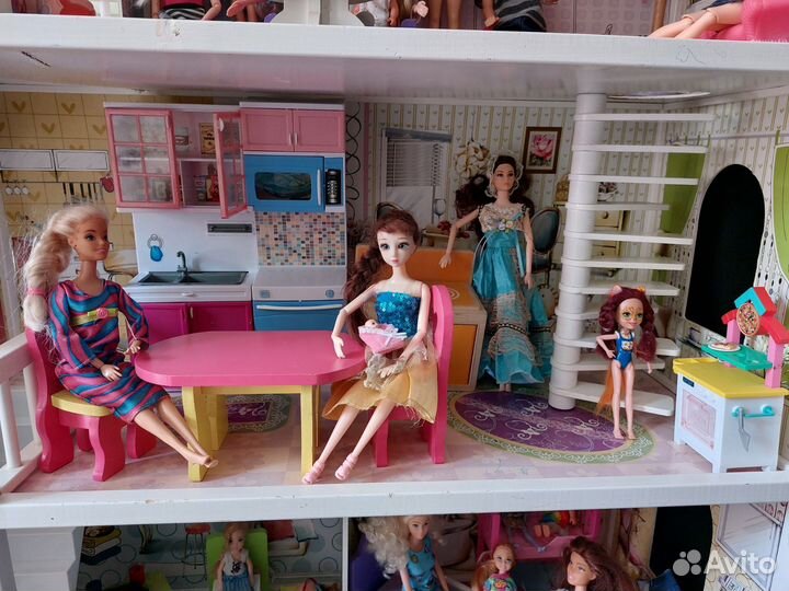 Кукольный домик для барби с мебелью