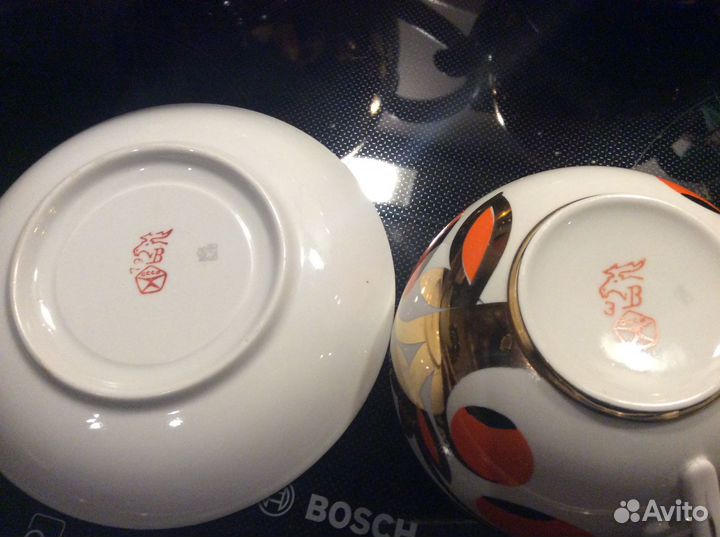 Сервиз из фарфора ; ручная работа; позолота ;