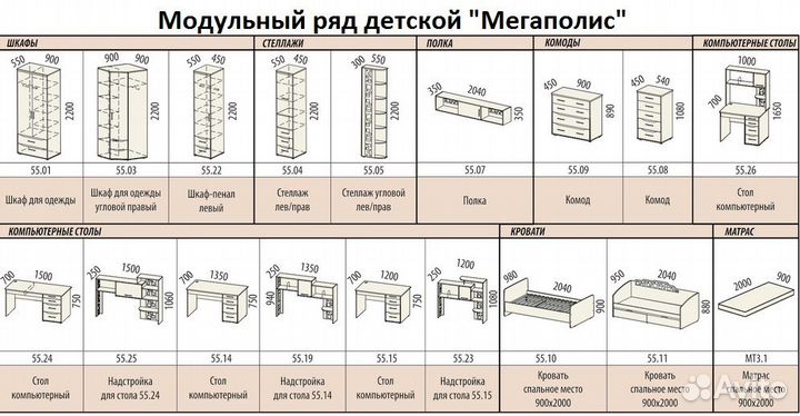 Модульная детская мебель Мегаполис. Новая