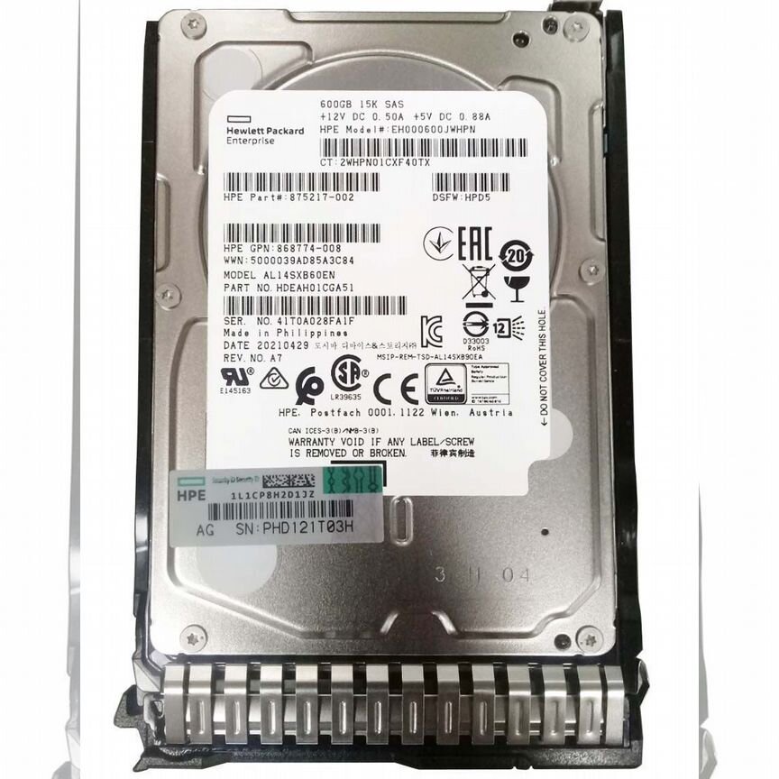[875217-002] Жесткий Диск Hp Eh000600jwhpn 600gb Sas 2,5" Hdd 875217-002