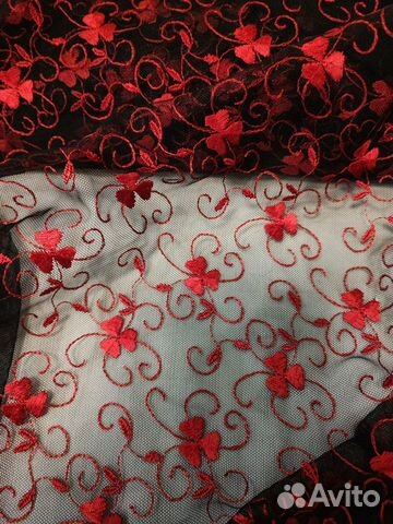 Ткань. Вышивка вискозой по сетке