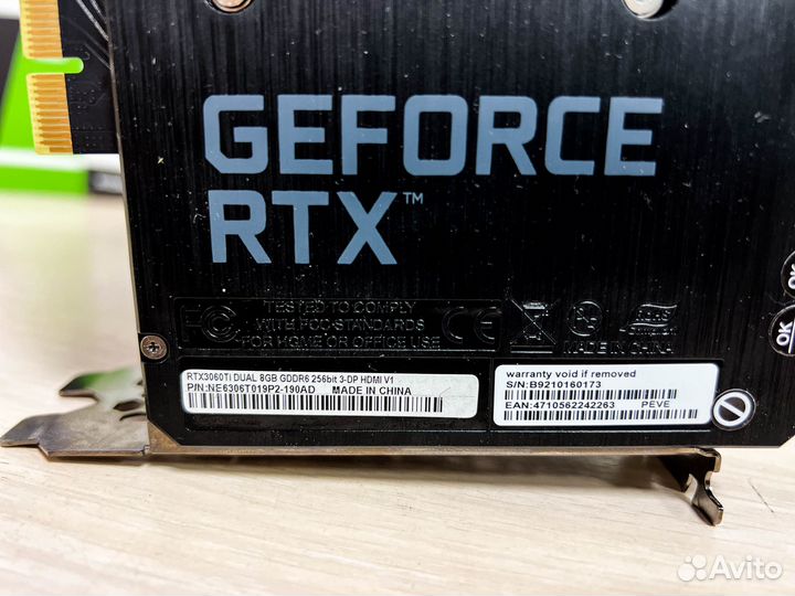 Видеокарта Palit GeForce RTX3060 Ti Dual v1 8Gb
