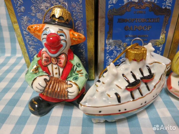 Елочные игрушки, Лефортовский фарфор, 4 шт