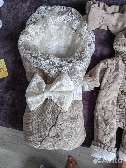 Комплект для выписки зимний/весенний, слип велюр