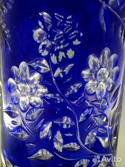 Ваза синяя (кобальт ), двухслойное стекло