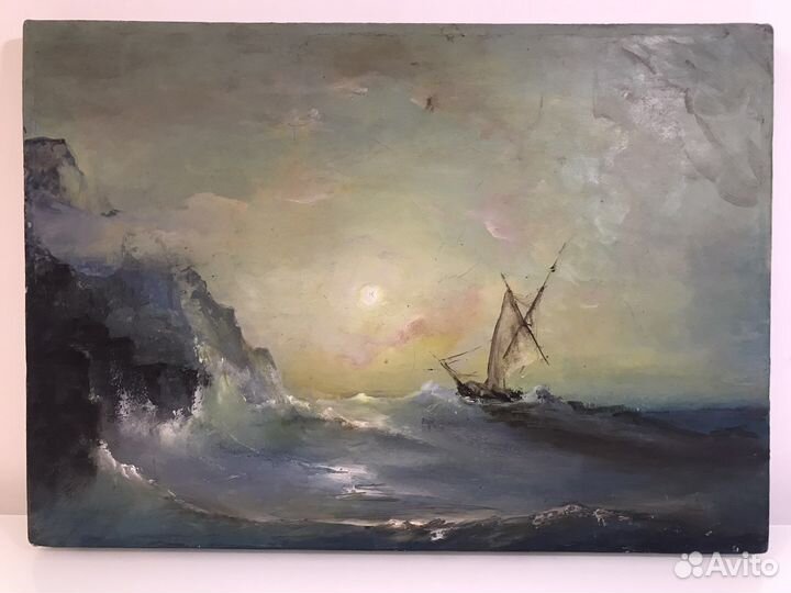 Старинная антикварная картина масло холст