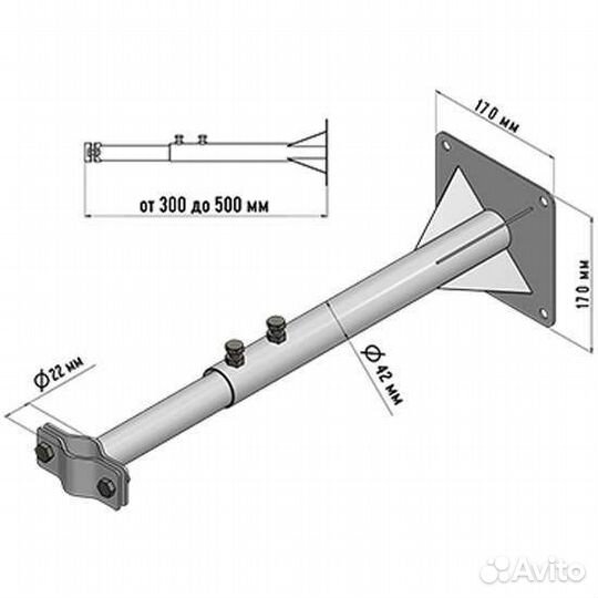 Кронштейн мачт крым телескопический30-50см Rexant