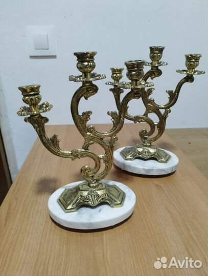 Старинный бронзовый подсвечник