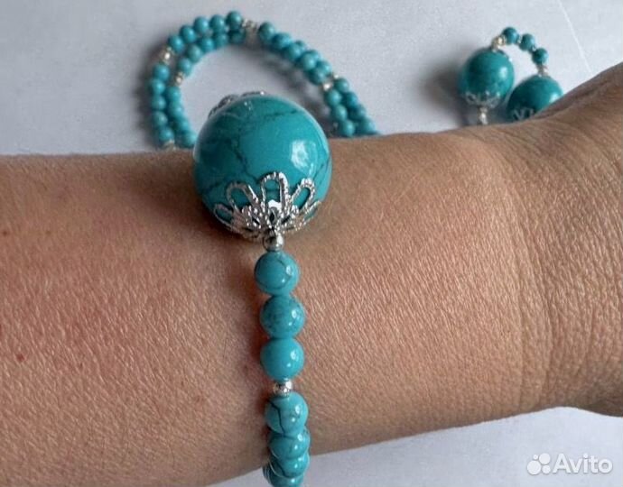 Браслет из голубой бирюзы 3 варианта