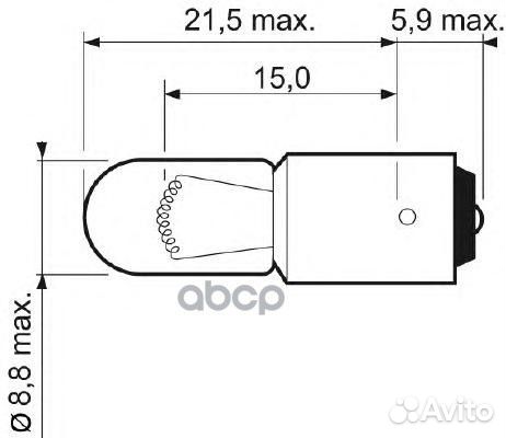 Лампа T4W 12V 4W BA9s 