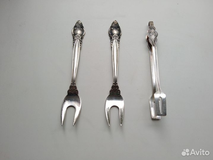 Щипцы для сахара, вилки для лимона мельхиор СССР