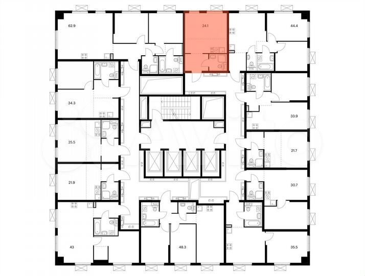Квартира-студия, 24,1 м², 21/33 эт.