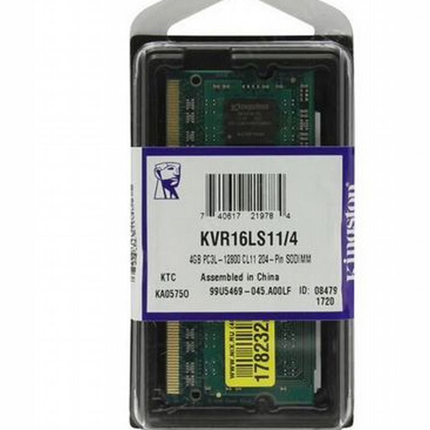 [KVR16LS11/4] Sodimm Pc3l-12800s 4gb 2rx8 Kingston Kvr16ls11/4