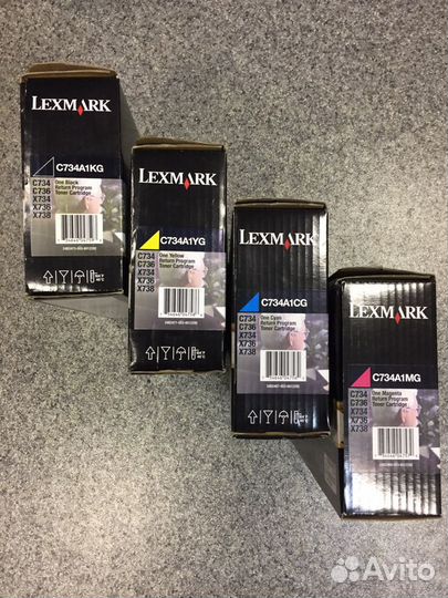 Картриджи lexmark C734A1KG/YG/CG/MG