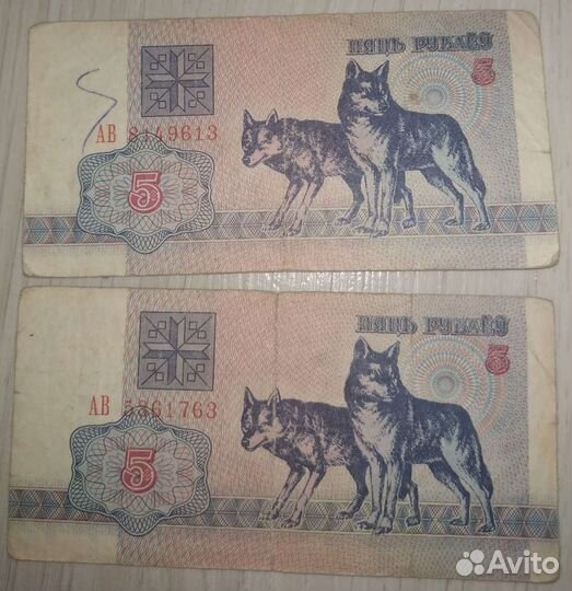 Банкноты Республики Беларусь 1992г, 5 руб