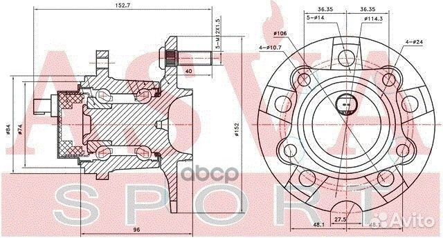 Ступица колеса зад прав/лев tywhacm20R asva