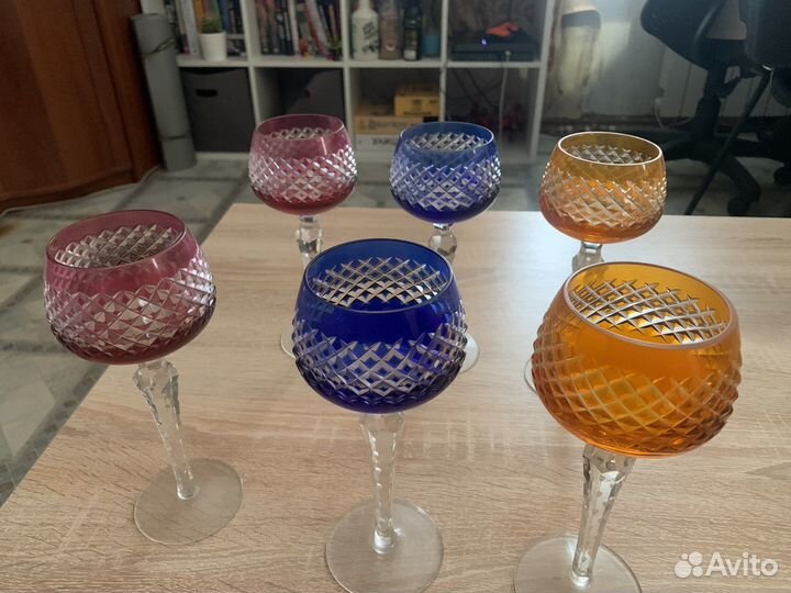 Хрустальные фужеры ГДР цветные