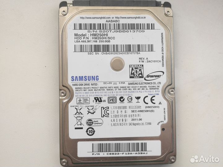 Жесткий HDD 2.5диск для ноутбука