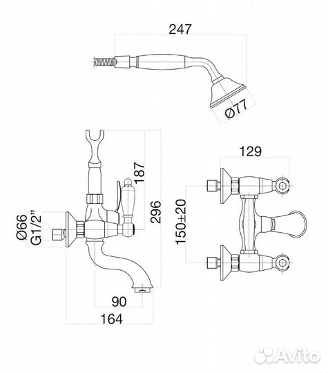 Смеситель для ванны Fiore coloniale 02OO0600