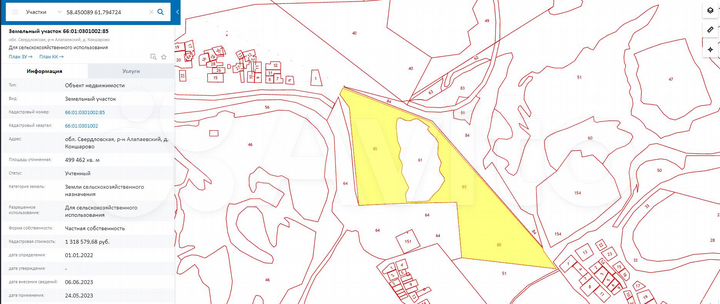 Участок 73,52 га (СНТ, ДНП)