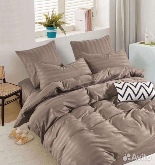 Белье постельное страйп сатин евро