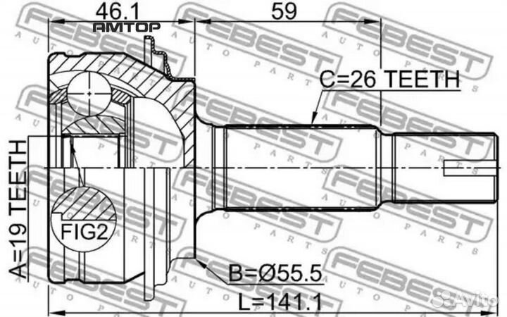 Febest 0110KSP90Z19 0110-KSP90Z19 febest шрус нару