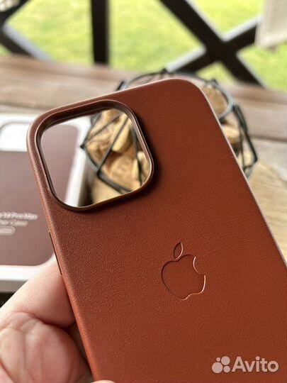 iPhone 14 Pro Max Кожаный чехол Коричневый