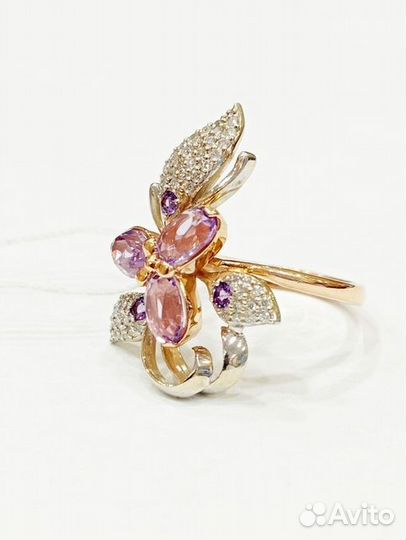 Золотое кольцо с аметистом 18р