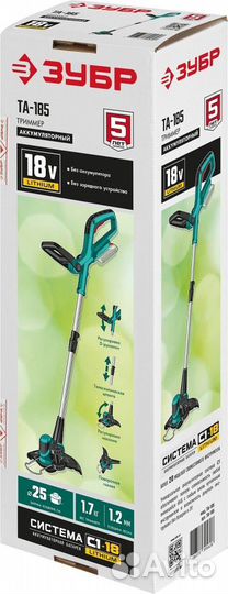 Та-185 зубр 18В аккумуляторный триммер, без АКБ