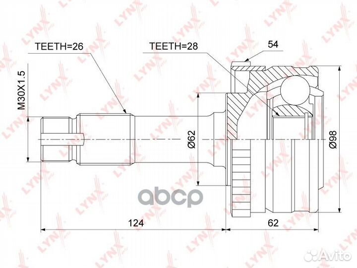 Шрус внешний перед прав/лев CO3891A lynxauto