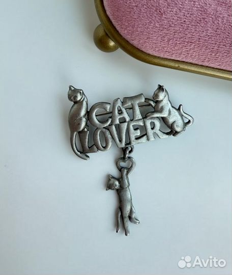 Винтажная брошь с котами, JJ, 1978 г