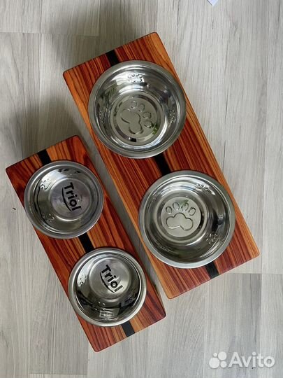 Подставка из массива дерева с мисками