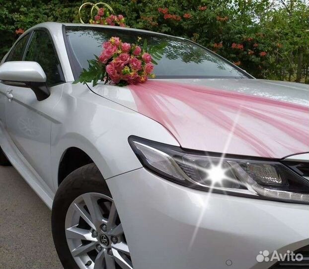 Свадебные украшения на машину капот