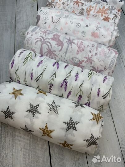 Плед детский муслин, плюш 110х140