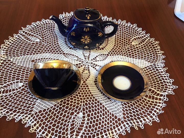 Чайная пара лфз и заварочный чайник кобальт