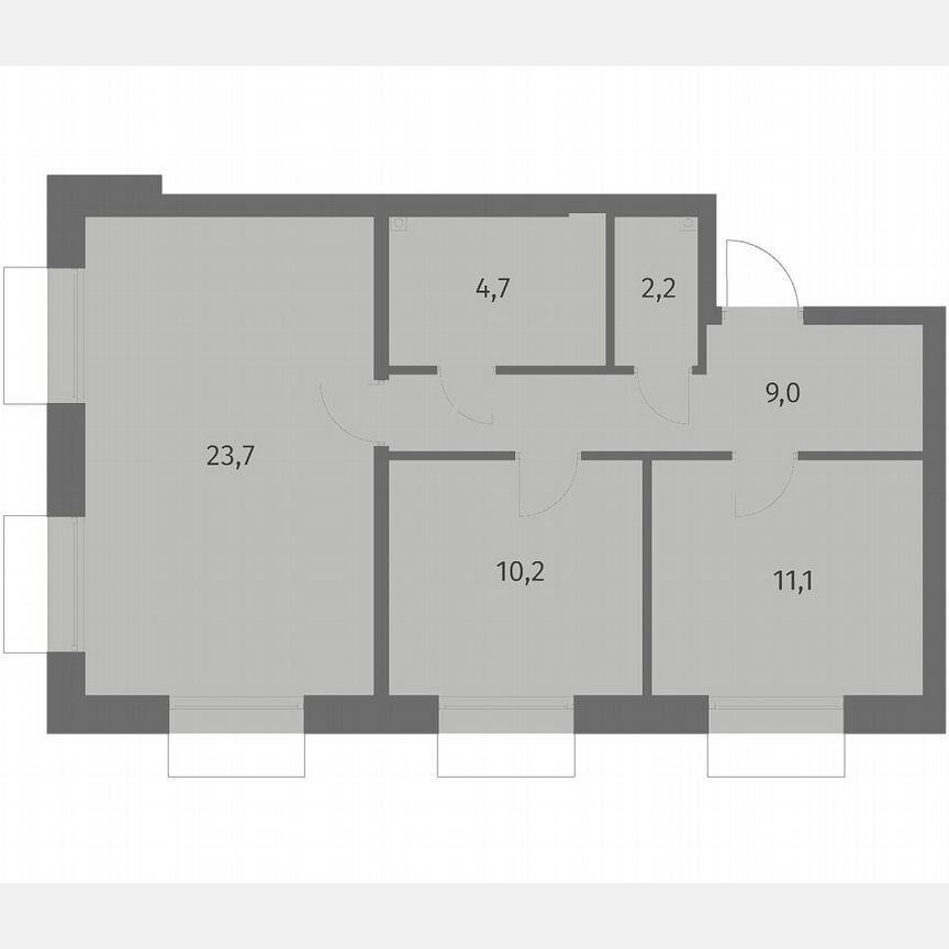 2-к. квартира, 60,9 м², 3/6 эт.