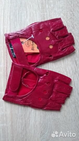 Кожаные перчатки без пальцев