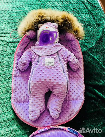 Зимний Конверт на выписку новорожденному (девочке)