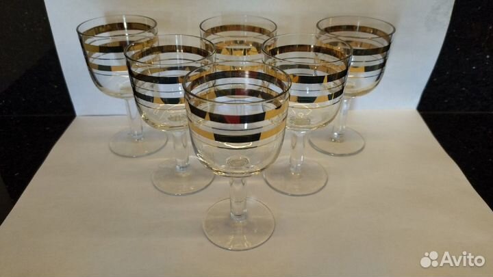 Рюмки. комплект 6шт. стекло, позолота. СССР