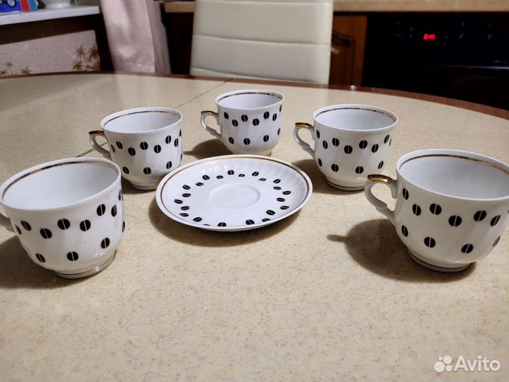 Рижский фарфор - кофейные чашки (набор 5 шт)
