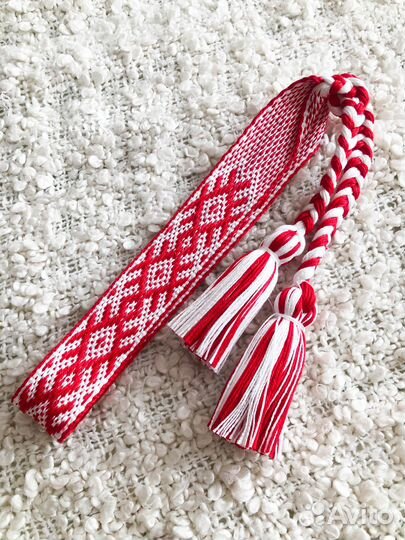 Славянское очелье Орепей белое с красным В наличии