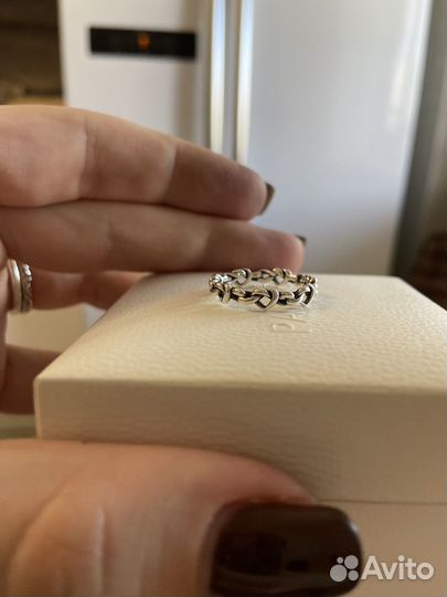 Кольцо pandora сплетеные сердца, размер 17,2