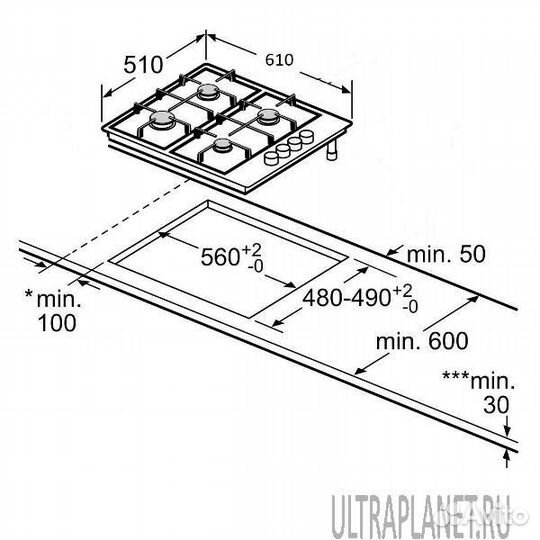 Газовая варочная панель Дарина ER4 BGC341 08 B Нов