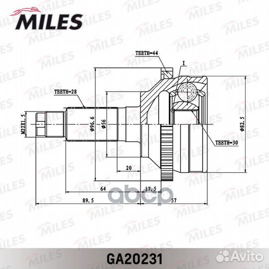 ШРУС mazda 626 2.0 97-02 нар. (ABS) GA20231 Miles