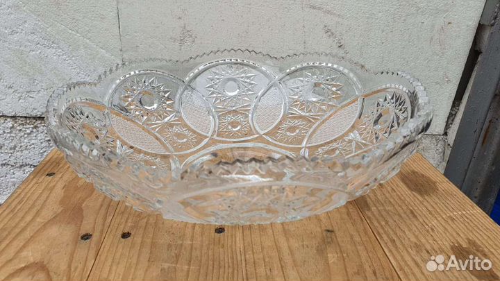 Блюдо большое хрусталь. Чехия
