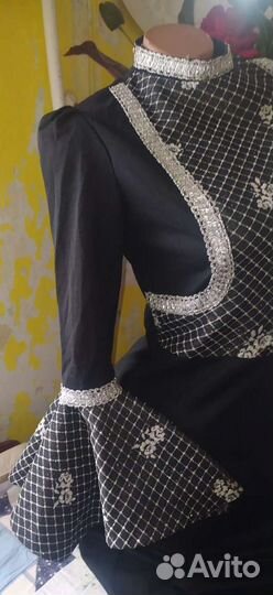 Чёрное вечернее платье в пол винтаж 1970-х