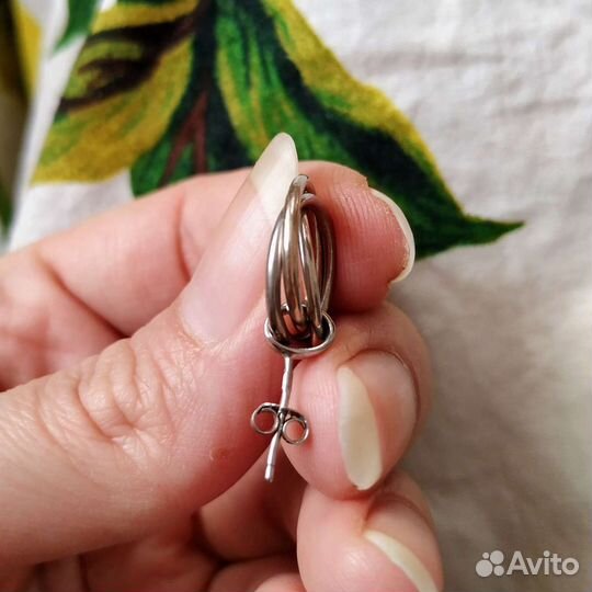 Серьги серебро 3 кольца