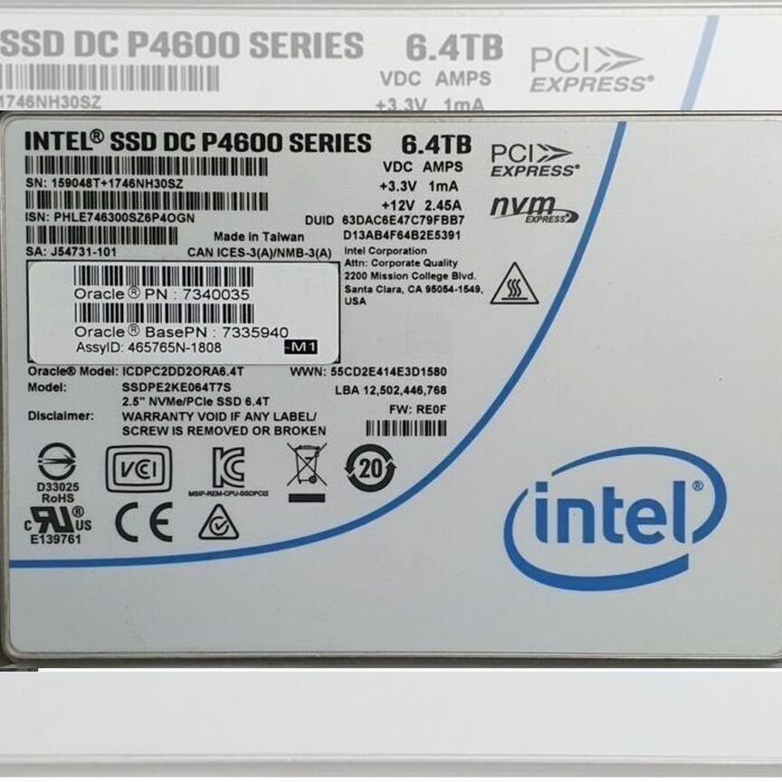 [P4600] Ssd Intel 6.4тб U.2 Ssdpe2ke064t7s Nvme P4600