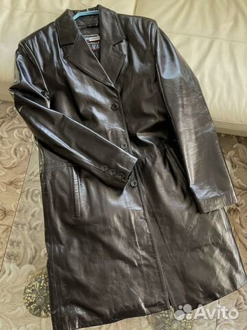 Кожаный плащ, мужской