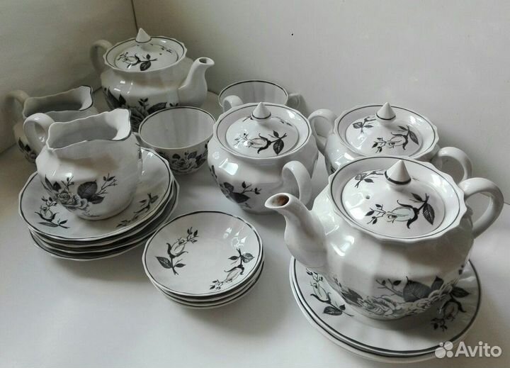 Чёрная роза, редкий кофейный сервиз Вербилки, СССР